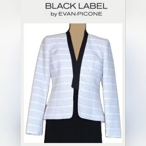 Evan Picone Black Label Stripe White Collarless Blazer Jacket 18